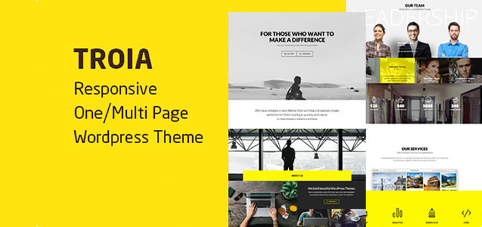 Troia Responsive One Page, Multi Page Wordpress Theme