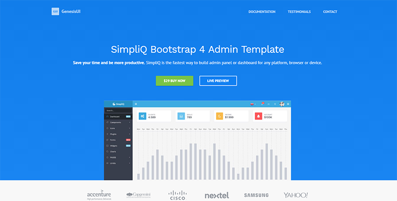 SimpliQ Angular 4 Modern Bootstrap 3 & 4 Admin HTML Template / Theme